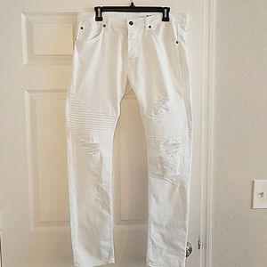 White skinny ripped biker jeans