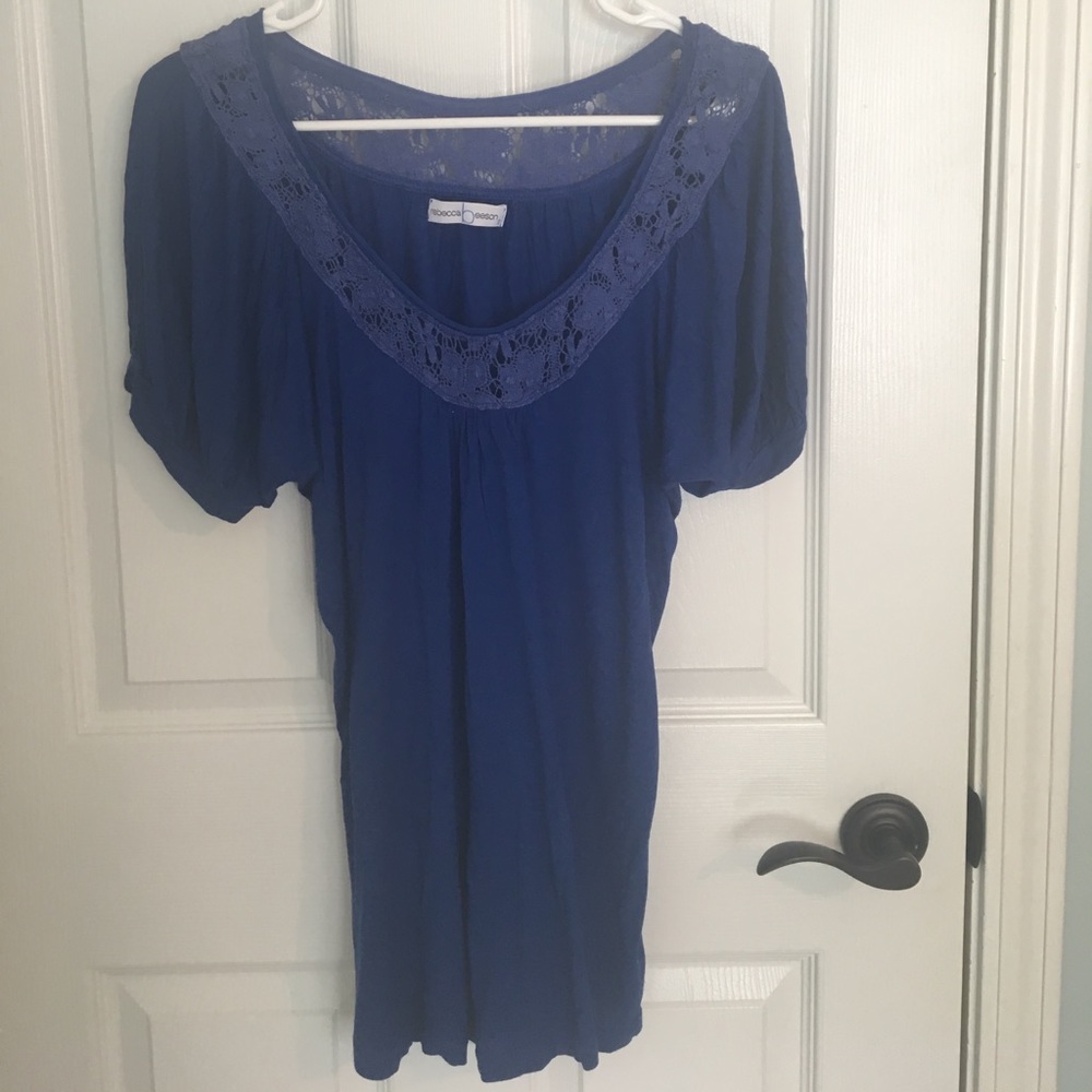 Rebecca Beeson Blue Top w/ Crochet Detail. Used.