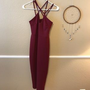 Maroon Bodycon Midi Dress