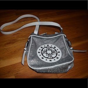 Silver sparkle miss me cross body bag