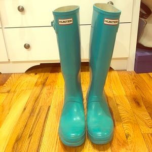 Hunter Turquoise Tall Rainboots size 8