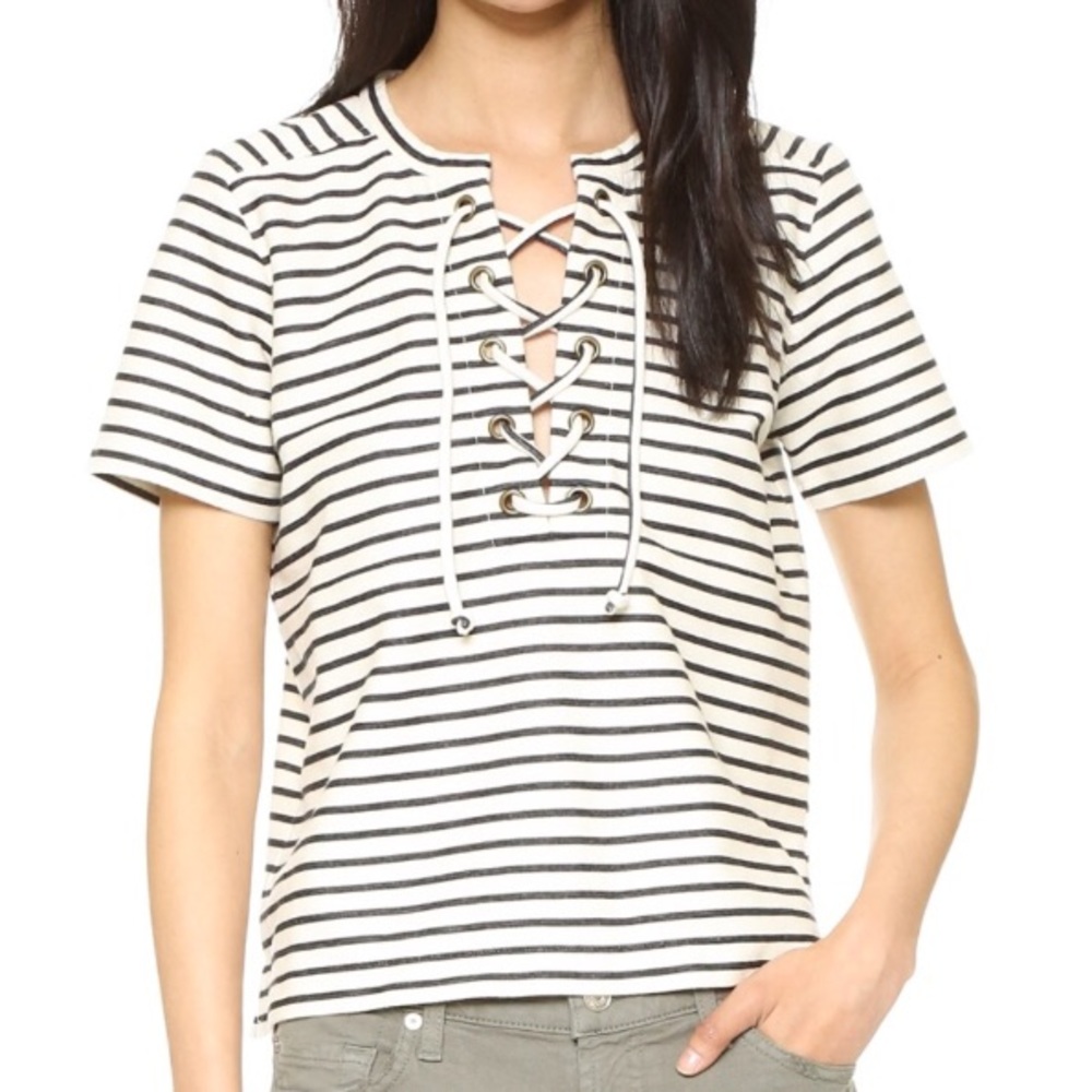 Madewell lace up tie shirt