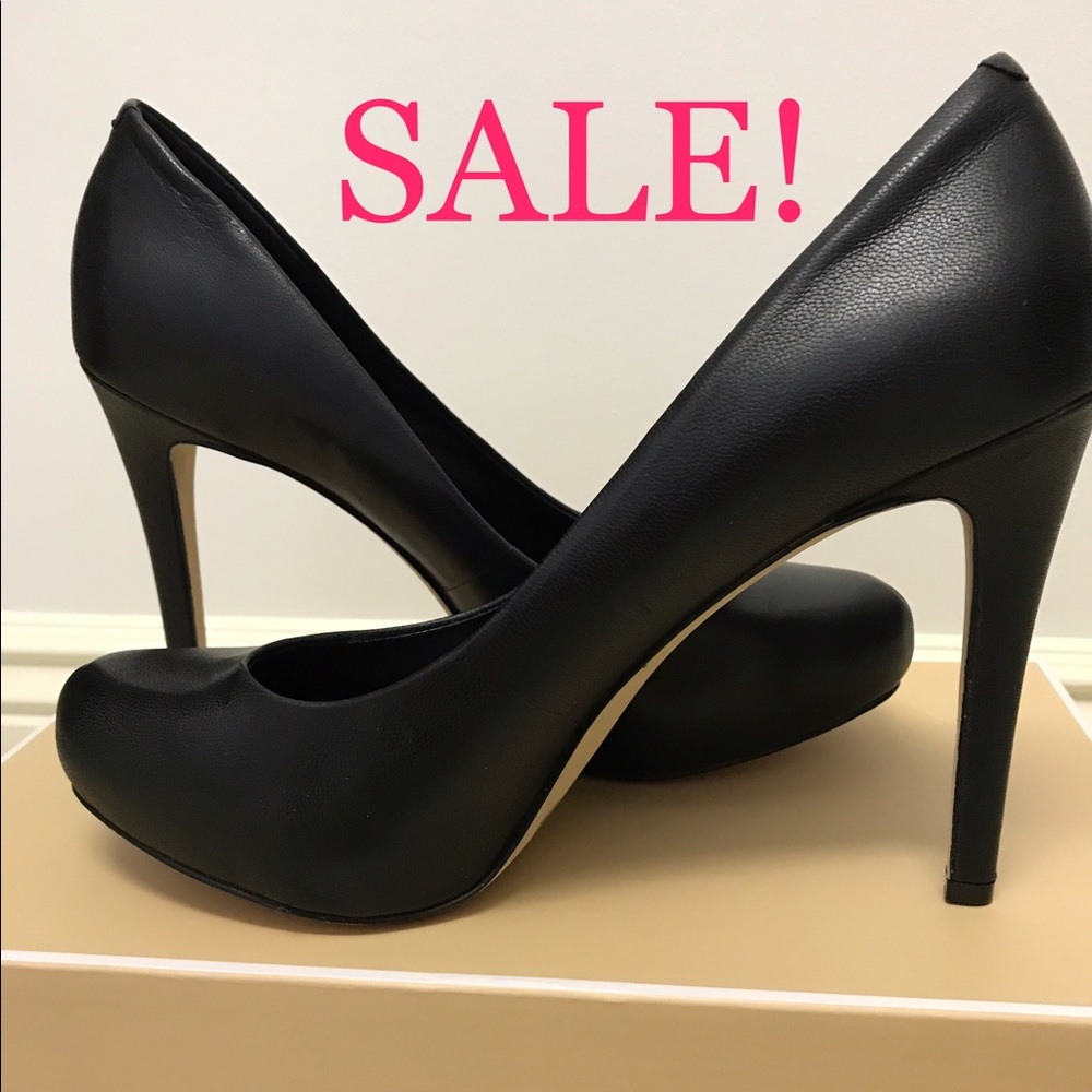 BCBGeneration Black Leather Platform Pumps