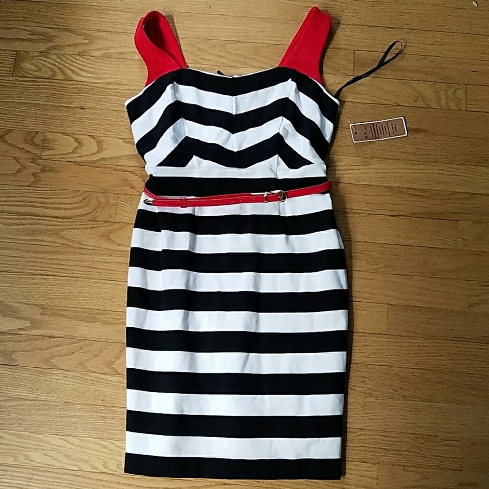 Black and white striped dress