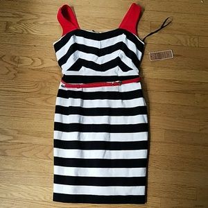 Black and white striped dress