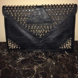 Black studded crossbody clutch