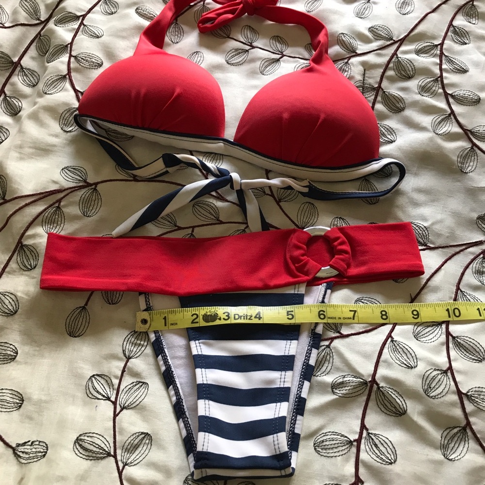 Red, white, and blue Brazilian cut bikini