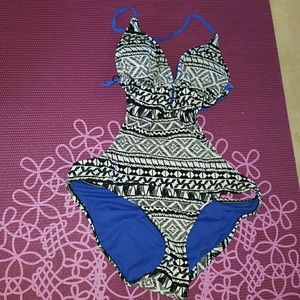 NWOT Xhileration Aztec Print Suit with open back