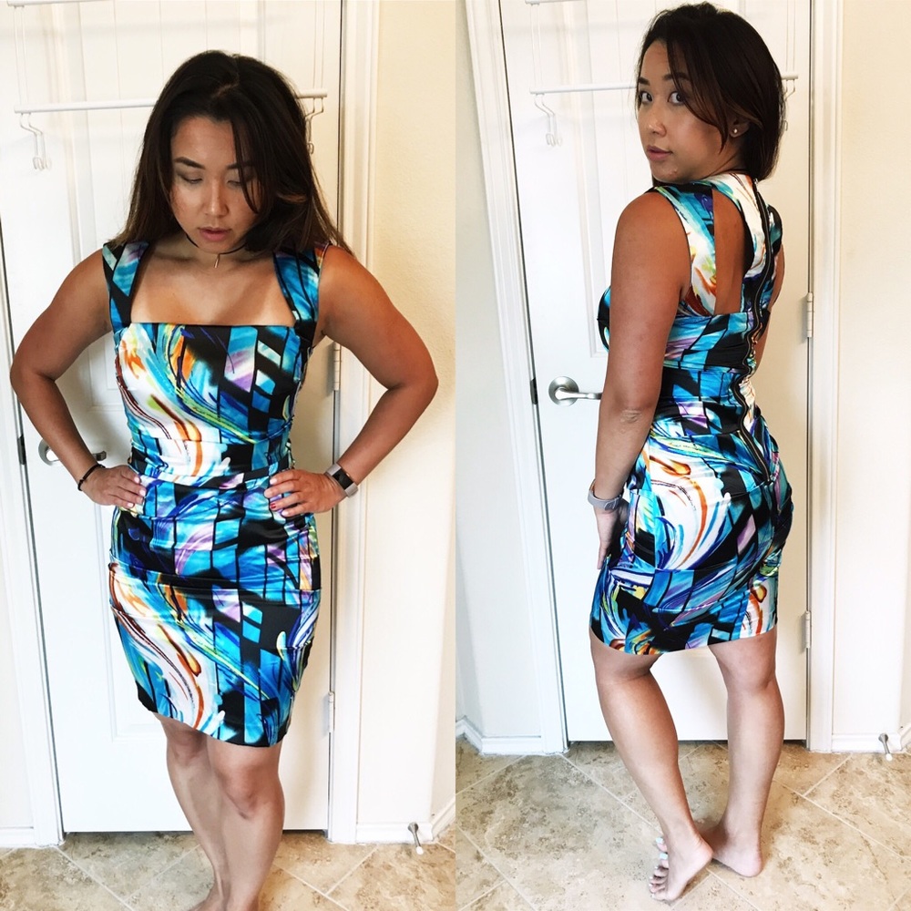 Boutique Multicolored Sexy Satin Dress