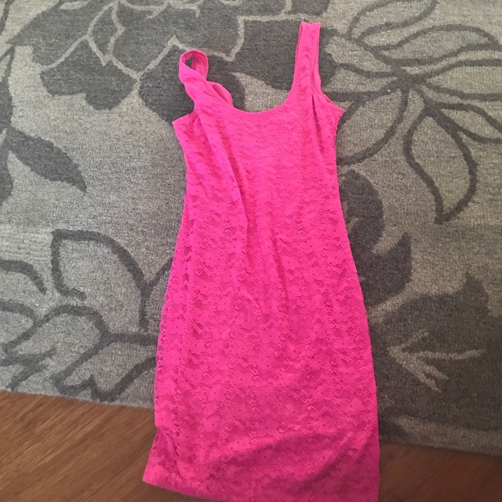 Hot pink tight tank dress
