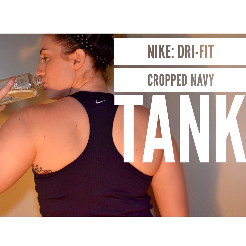 Nike: Navy Cropped - Dri-Fit Workout Tank -Size L