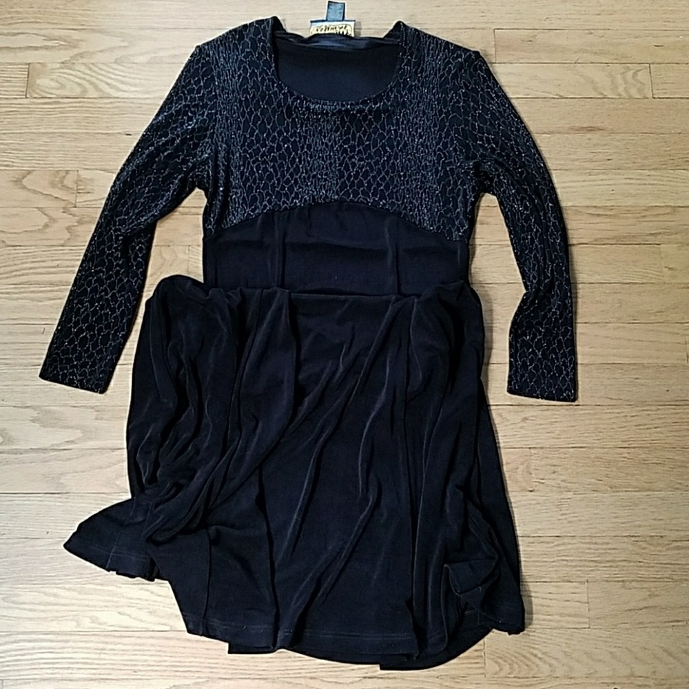 Black stretchy mid-calf length dress