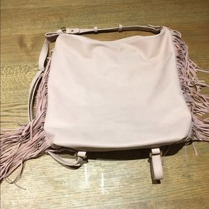 Convertible shoulder bag/backpack w/ fringe