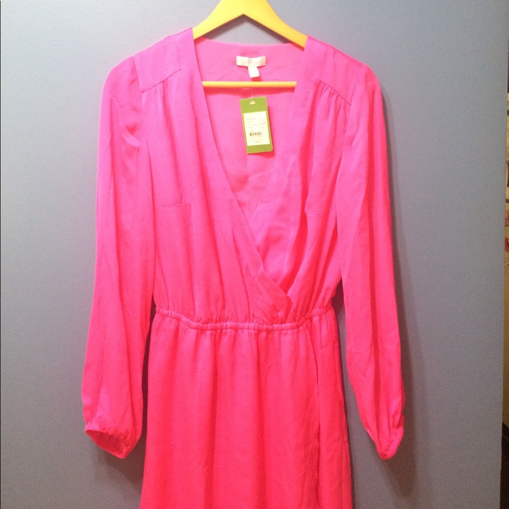 Lilly Pulitzer Whitaker Wrap Dress Pop Pink M