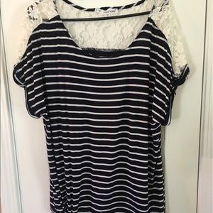 Blue and white striped blouse