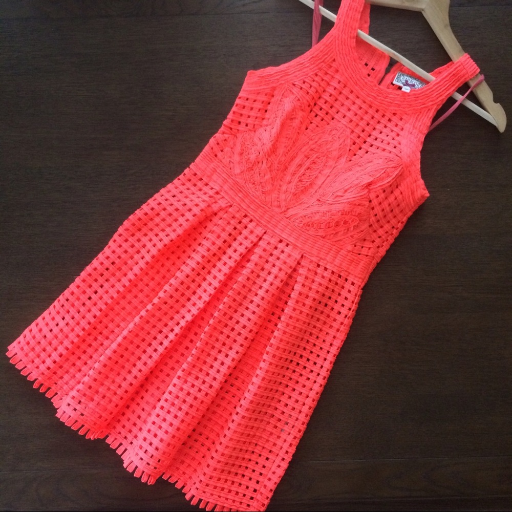 Anthropologie Baraschi Neon Orange Dress 0P