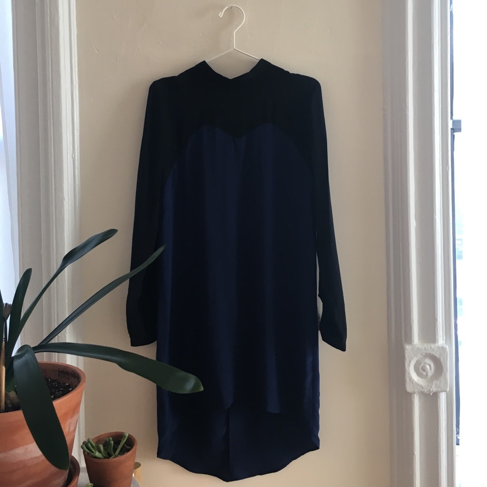 simple color block silk dress