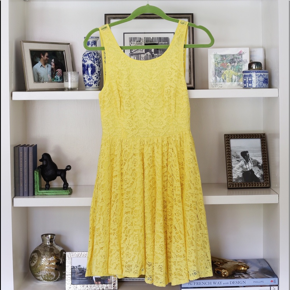 Pins & Needles Backless Lace Dress in Yellow