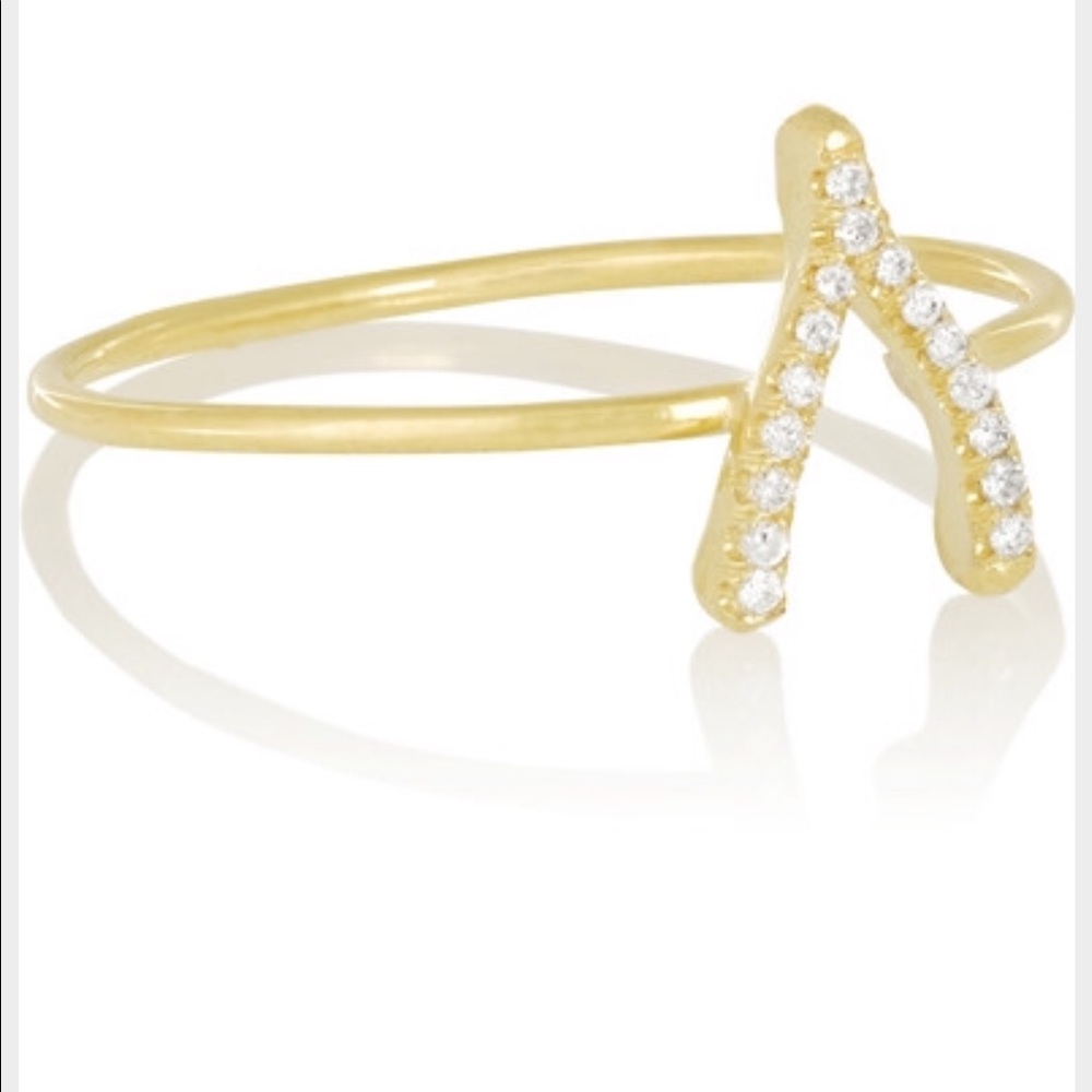 Jennifer Meyer 18K diamond wishbone ring sz 6