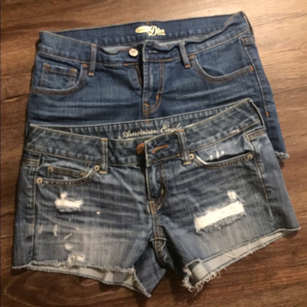 Two pairs jean shorts