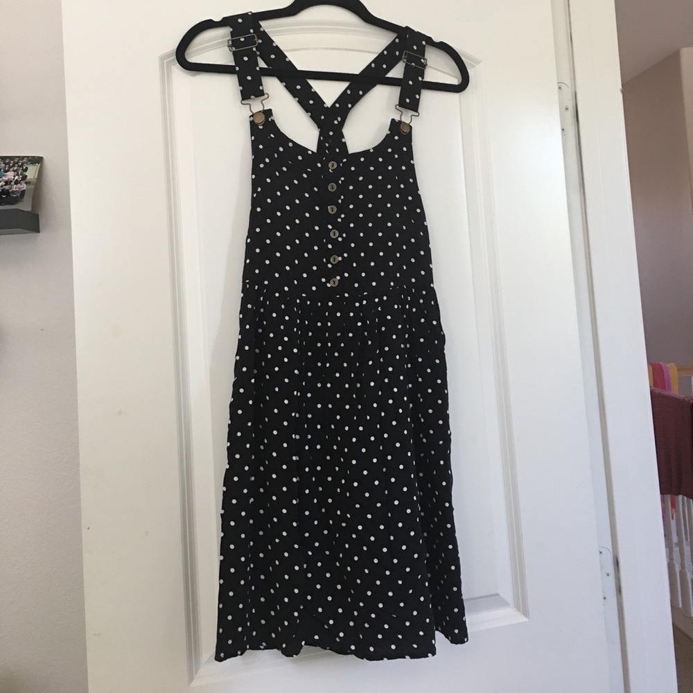 Black Polka Dot Overall Dress
