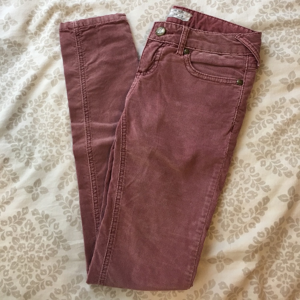 Free People Pink/rose/mauve skinny corduroy pants