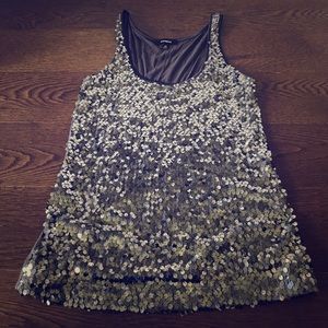 Express XS charcoal gray sequin tank top