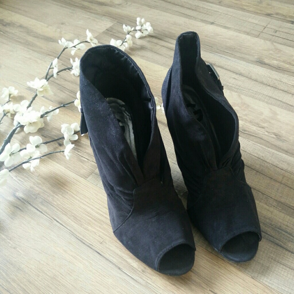 Black Peep Toe Ankle Booties G by Guess