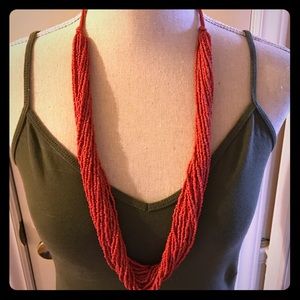 Beaded Necklace - Coral/Orange