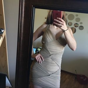 Nude silk bodycon dress