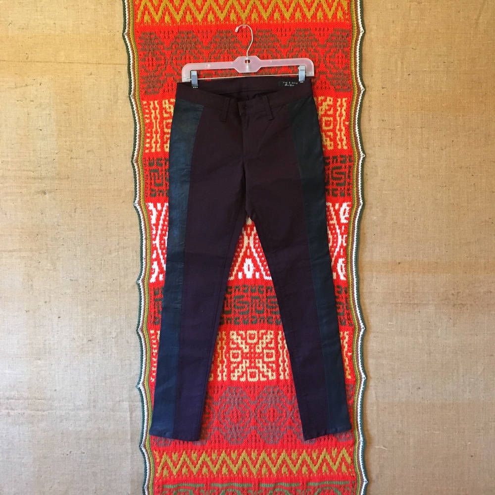 NWOT Wine / Black Leather Rag&Bone Pants, Size 28