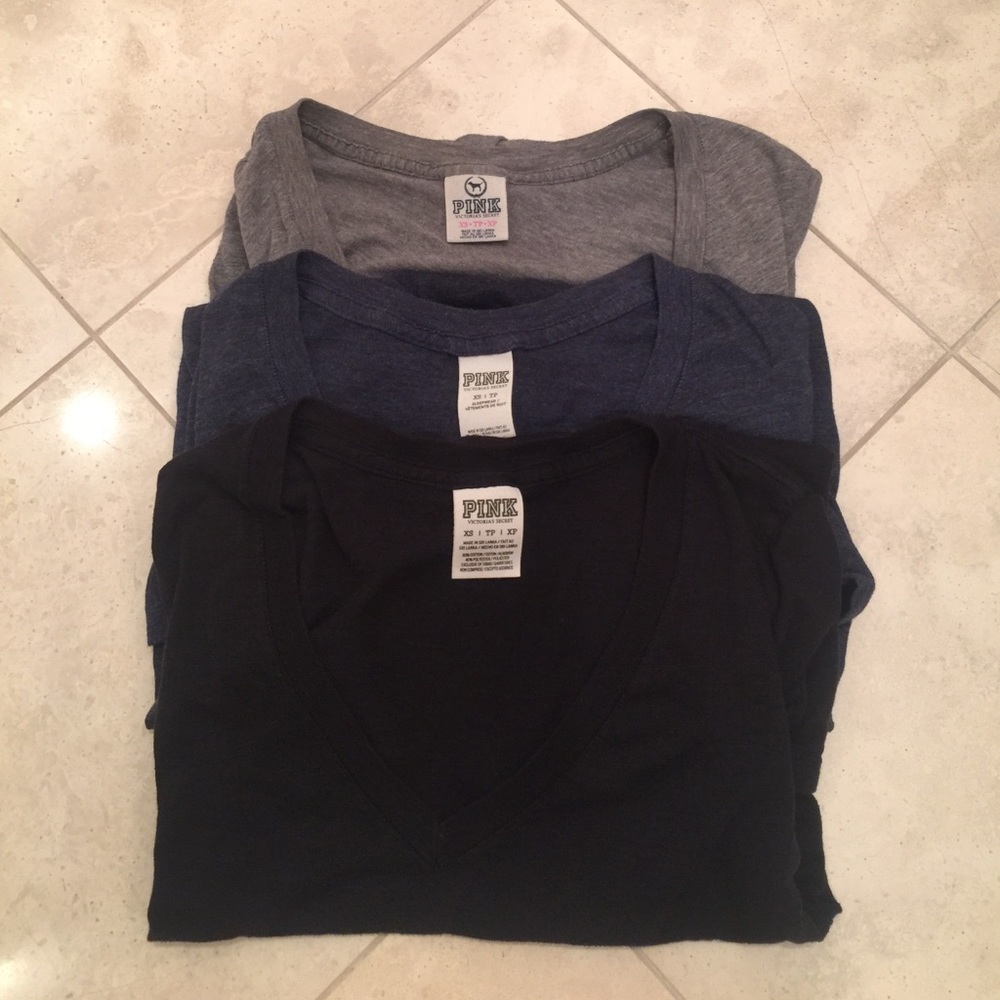 PINK Three Set of V-Neck Tees- Size XS