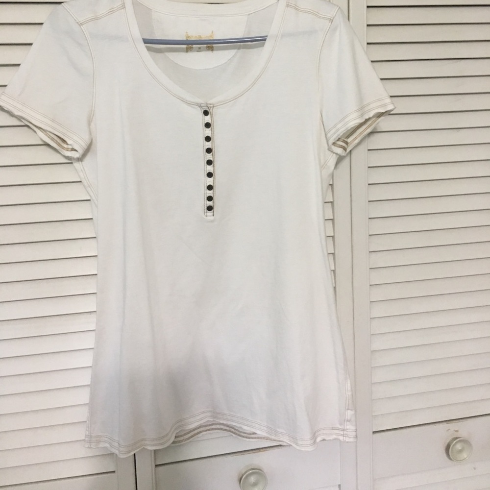 White cotton button down halfway  short sleeve