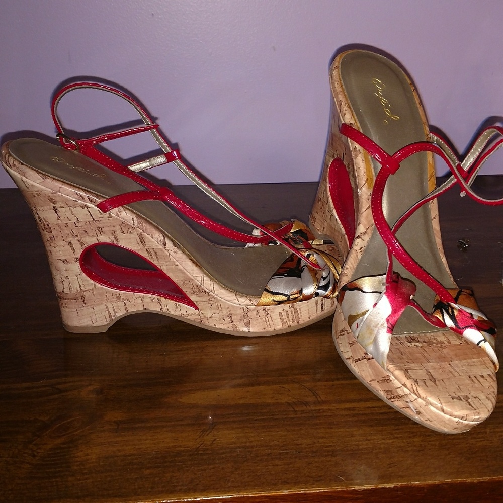 Qupid Cork wedge heels