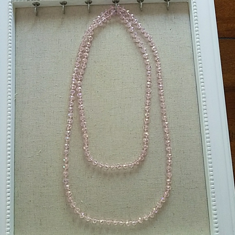 Pink Swarovski long beaded necklace