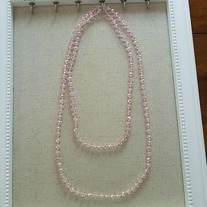 Pink Swarovski long beaded necklace