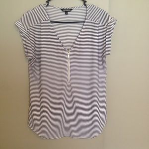 Express quarter-zip black and white top