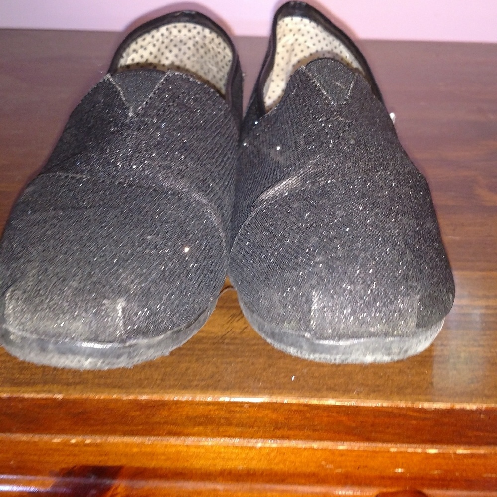 SOS black glitter slip ons (like Toms)