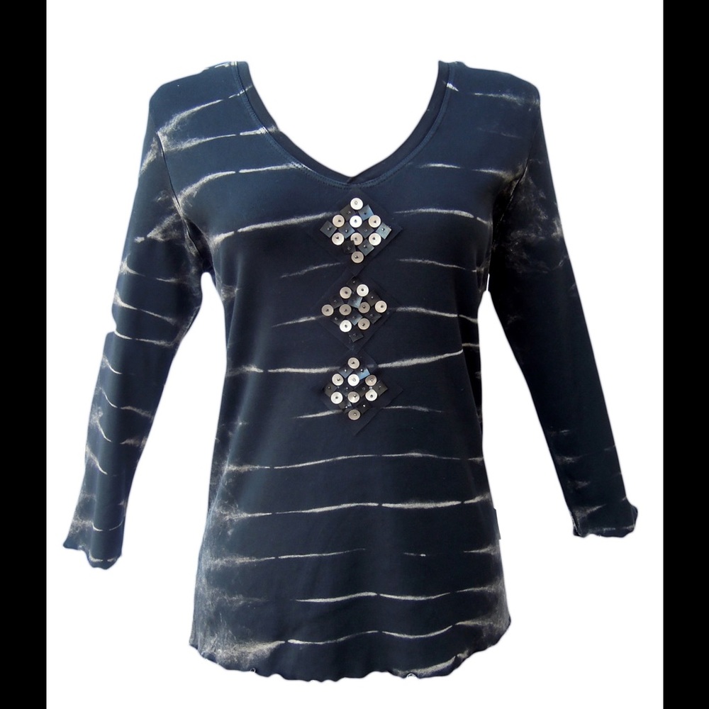 "Nature  Art"V neck tie dye color:Black