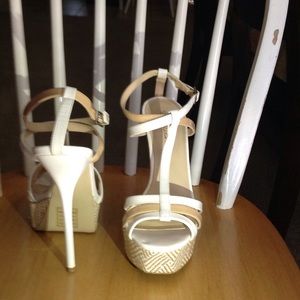 White platform heels