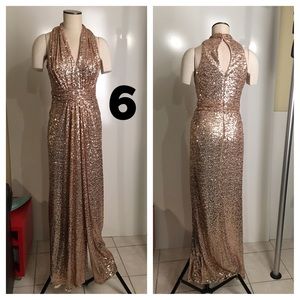 Badgley Mischka Rose Gold Sequin Dress size 6