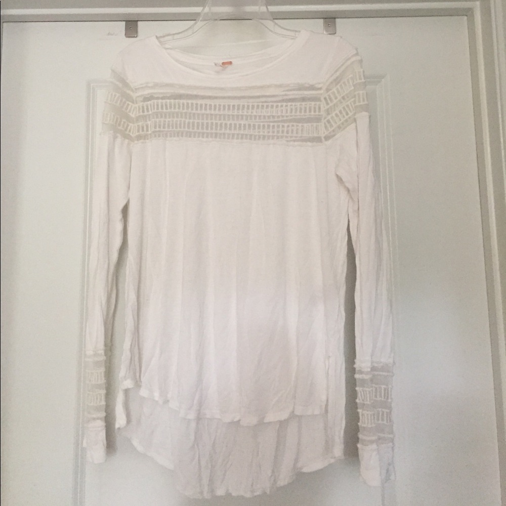 Free People Off-White Long-Sleeve Top (M)