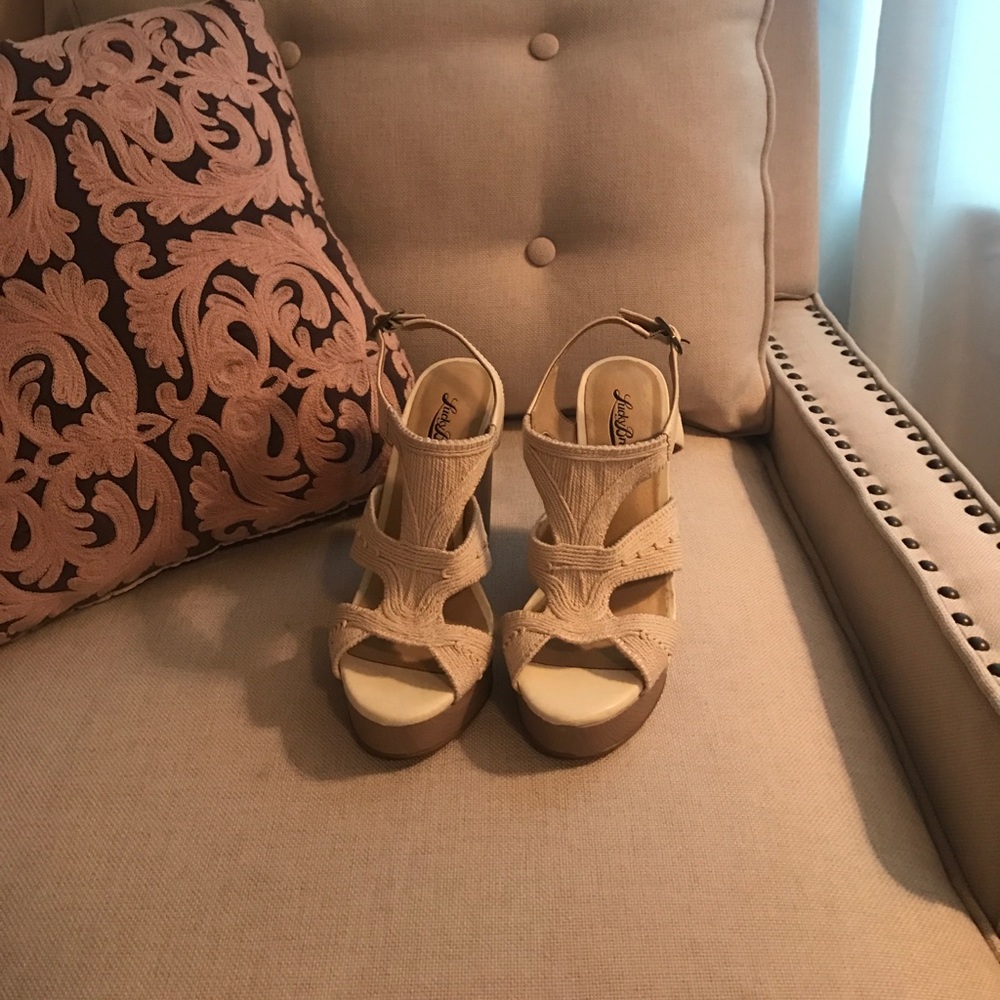 Knit/ crochet wedge heels-Lucky Brand sandal