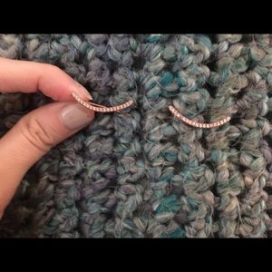 Rose gold and rhinestone earclimber earrings