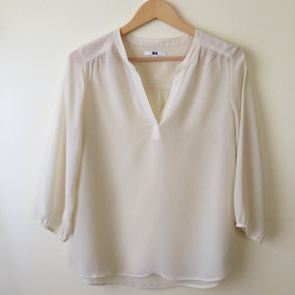 Ivory Silk Uniqlo Blouse