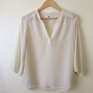 Ivory Silk Uniqlo Blouse