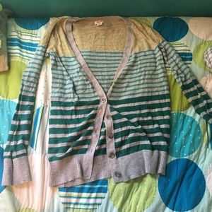 Striped Button-Up Cardigan