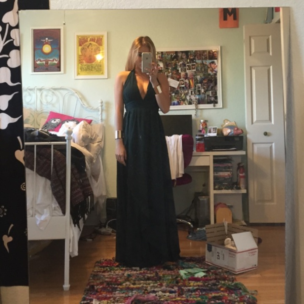 Long emerald green dress