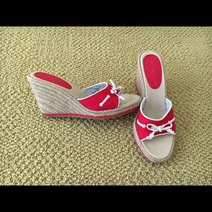 Tommy Hilfiger Red Espadrille Wedges size 7