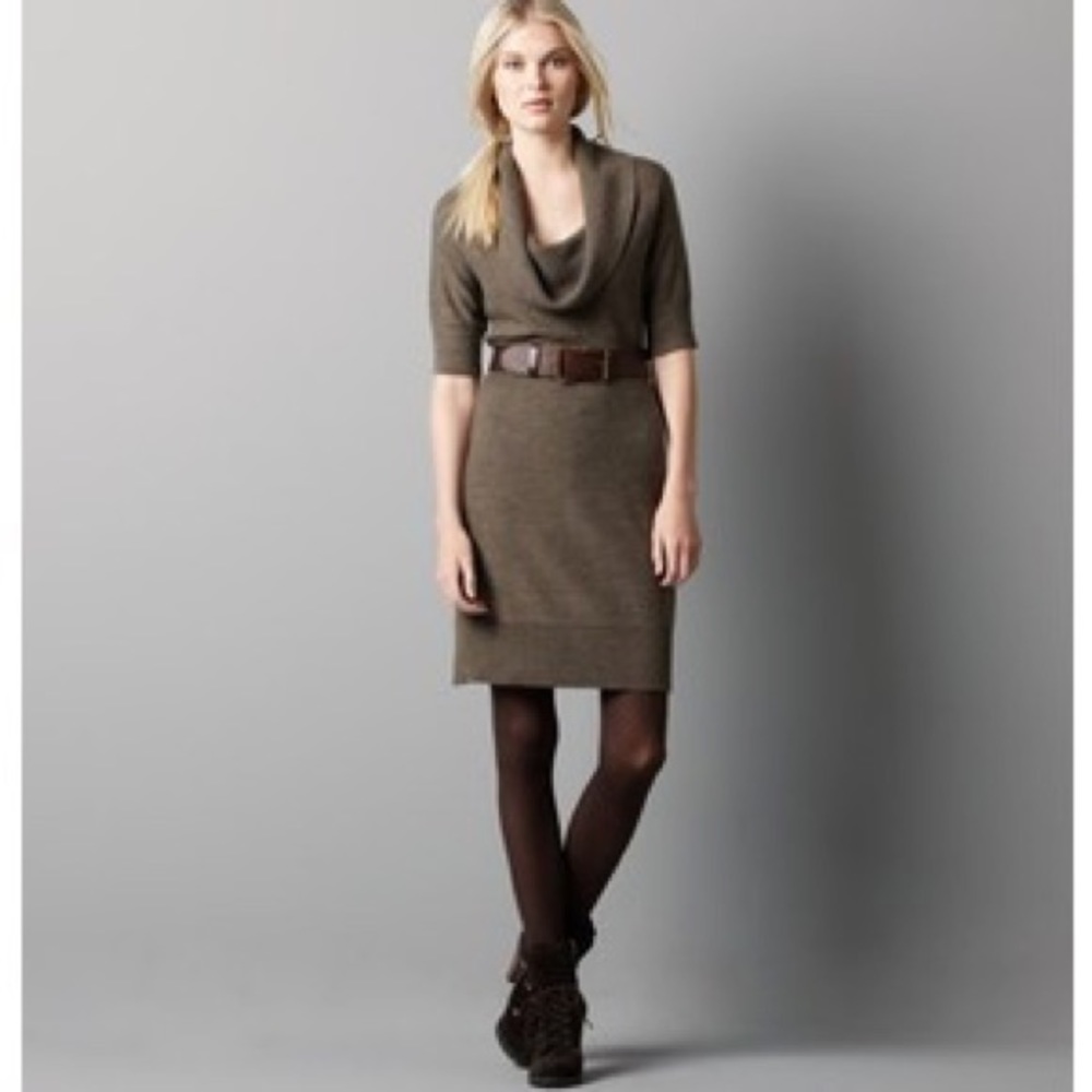 MOVING SALE- taupe cowl neck sweater dress
